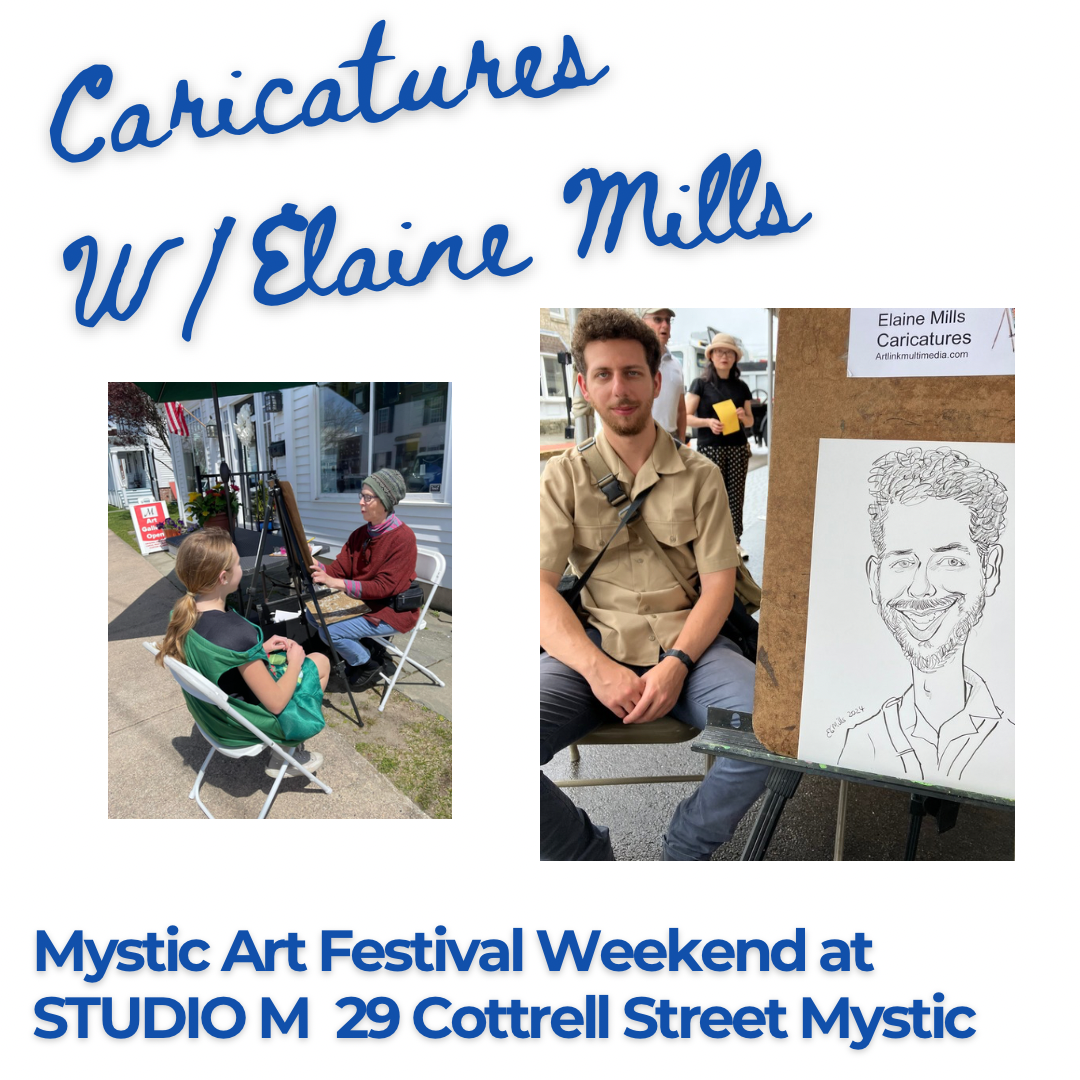 Caricatures with Elaine Mills at Studio M This Weekend